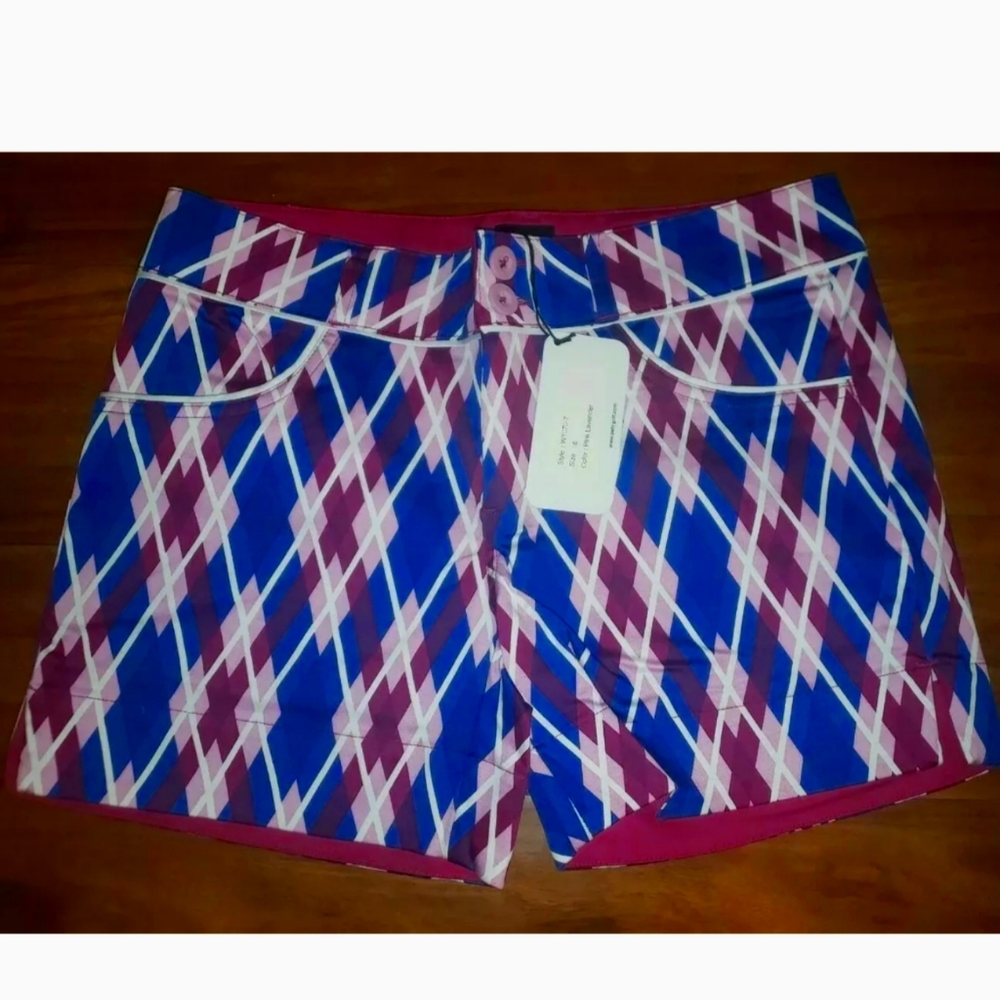 NEW NWT Pahr Golf Shorts Argyle Diamond Plaid Women's